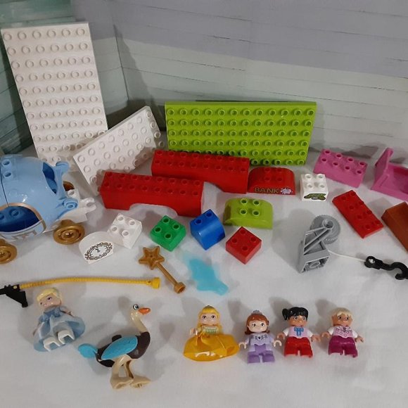 Lego Duplo Other - Lego Duplo Lot - Mini Figures, Various Blocks & Bases, Ostrich, Furniture, ect